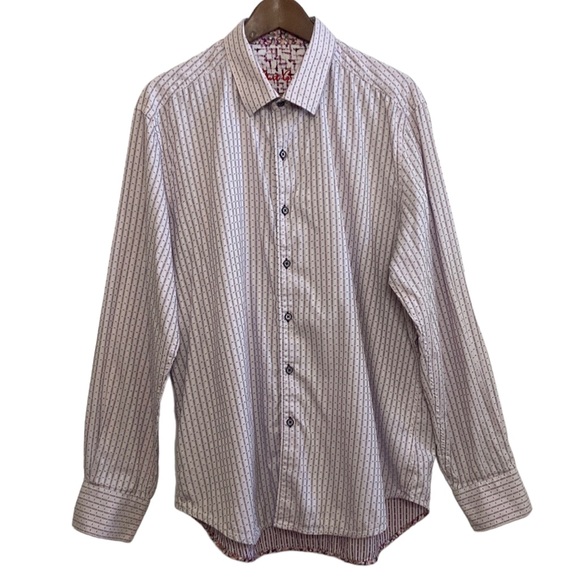 Robert Graham Dress Shirt Mens XL Classic Fit Pink Purple Flip Cuff Floral - Picture 1 of 15